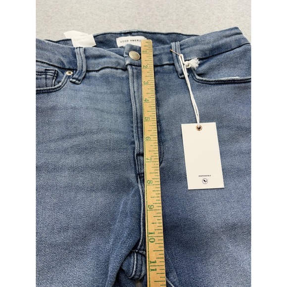 Good American Jeans Womens 6/28 Blue Good Straight Raw Hem Stretch GSBP941CET - Picture 8 of 14